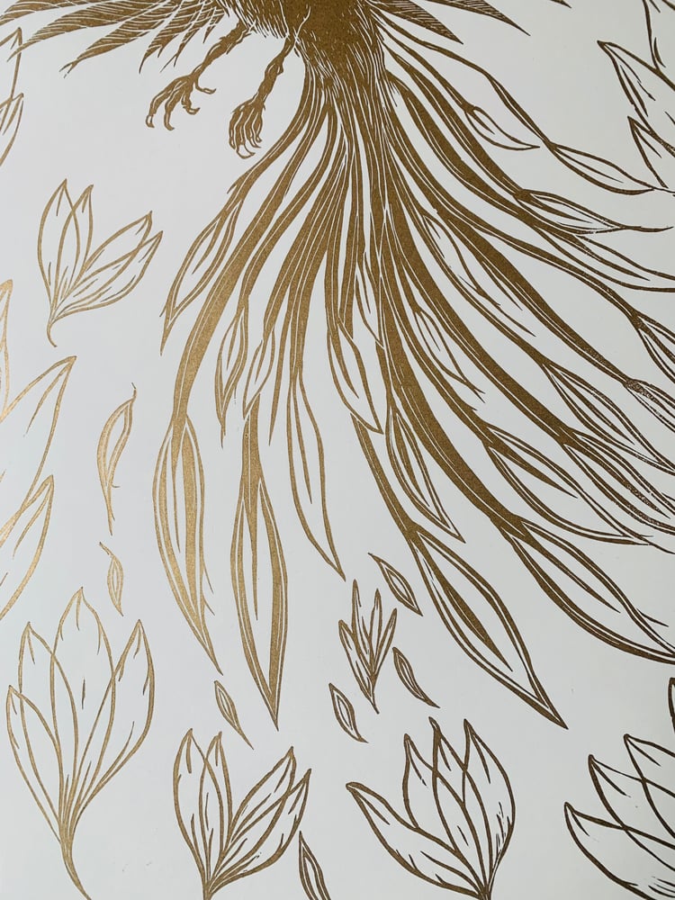 Image of Phoenix, Gold on Fabriano 