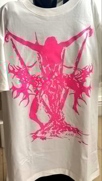 White with Pink Dripping Short Sleeve