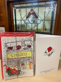 Image 3 of Pack of 5 Illustrated PELLICCI cafe  Christmas cards 