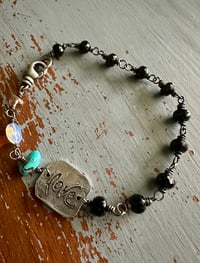 Image 13 of faceted gemstone and sterling silver medallion bracelet