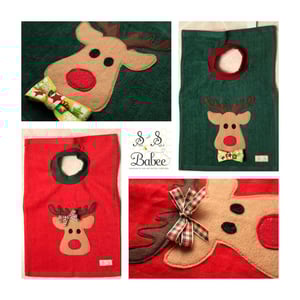 Image of Christmas Reindeer Applique Towel Bib