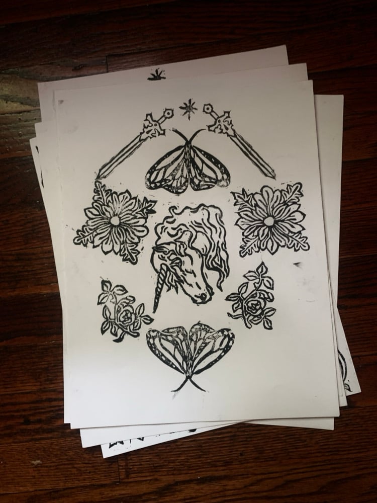 Image of Moths and the Unicorn Print