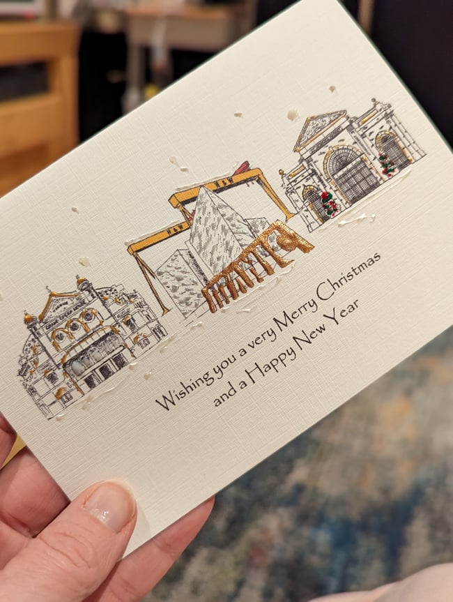 BELFAST AND NORTHERN IRELAND LANDMARK CHRISMAS CARDS 5 PACK