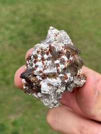 Image 4 of Smoky Quartz & Garnets On Feldspar Specimen #1907