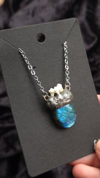 Image 1 of Labradorite and fox tooth pendant