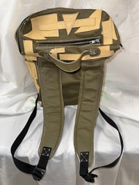 Image 3 of Cowhide Patchwork Backpack (Green/Tan)