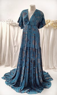 Image 1 of Boho maxi dress for photoshoot | Lorette | size S-M-L | turquoise | photo props