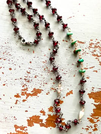 Image 2 of boho garnet and turquoise necklace