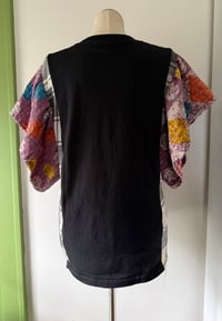 Image 4 of Upcycled “Diana Ross” flannel and kantha ruffled sleeve shirt