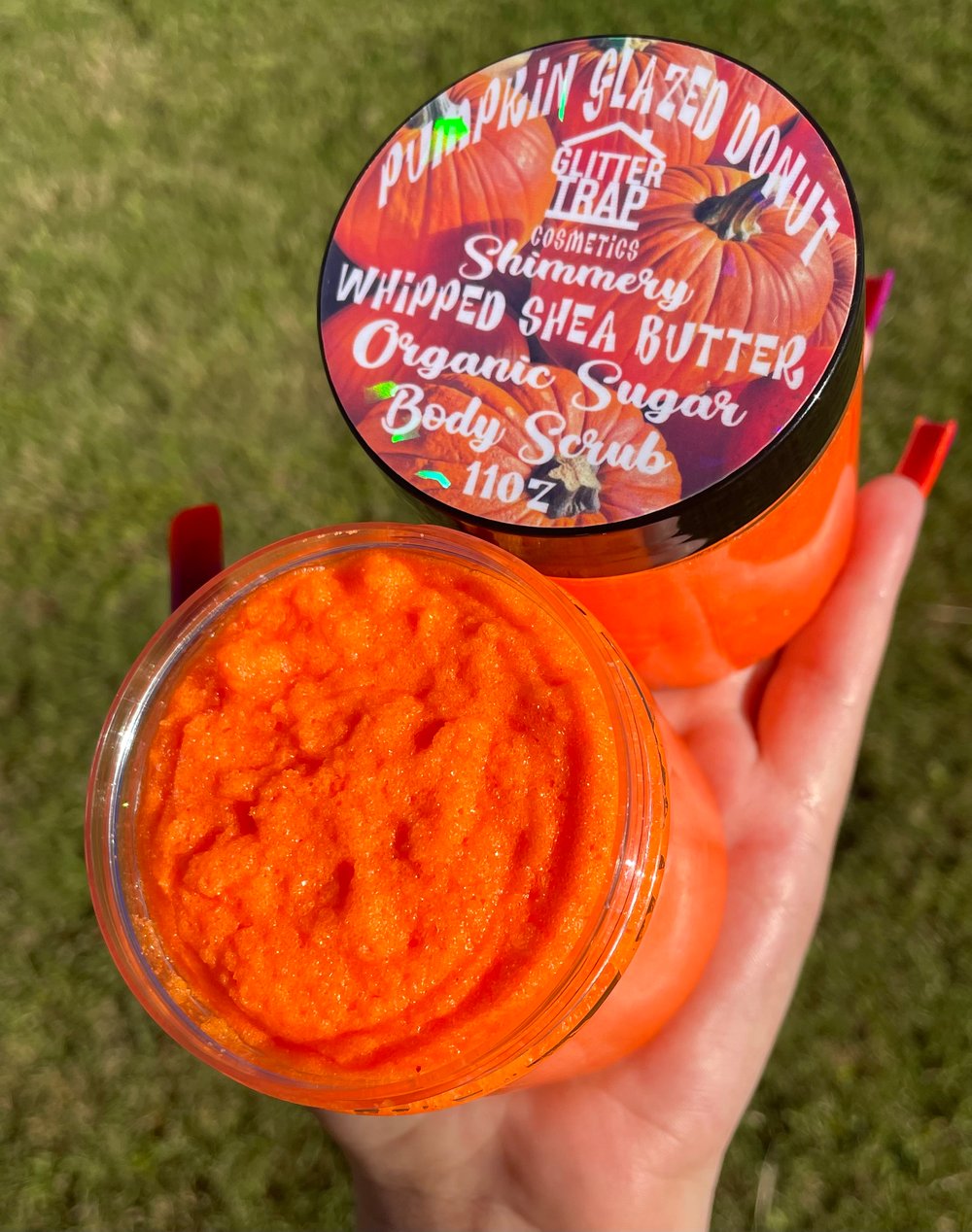 Image of Pumpkin Glazed Donut🎃🍩 Shimmery✨ Whipped Shea Butter🧈 Organic Sugar Body Scrub