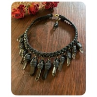 Image 1 of The Empress Necklace - Smokey Quartz and Black Leather