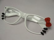Image of Hello Kitty Nerd Glasses with bow and whiskers (Clear Lenses)