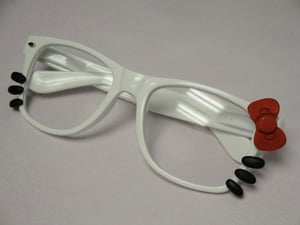 Image of Hello Kitty Nerd Glasses with bow and whiskers (Clear Lenses)