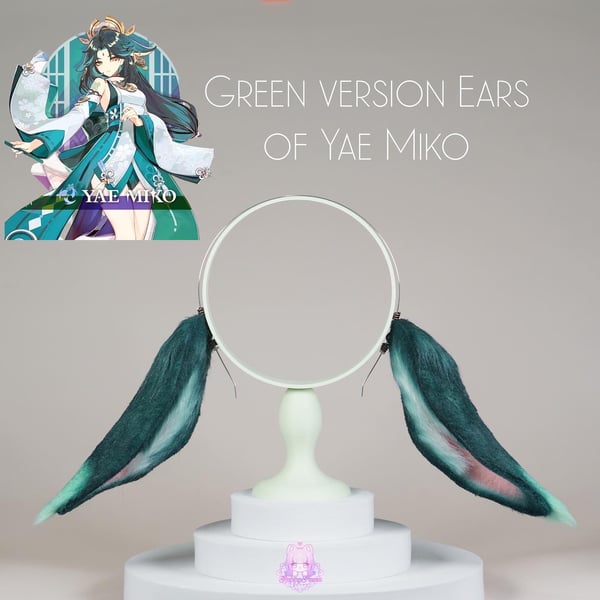 Image of Made To Order Yae Miko Ears Green / Pink