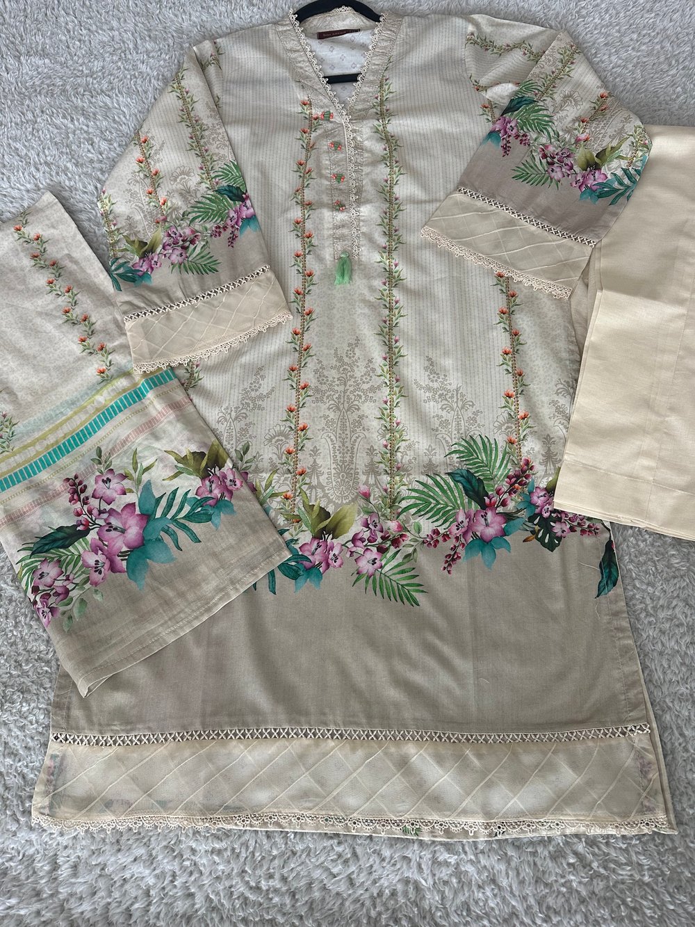 Cream lawn suit