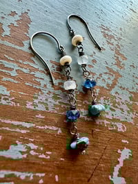 Image 5 of turquoise nugget and iolite dangle earrings