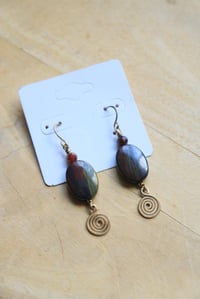 Image 4 of Tiger Iron x Spiral Brass Earrings
