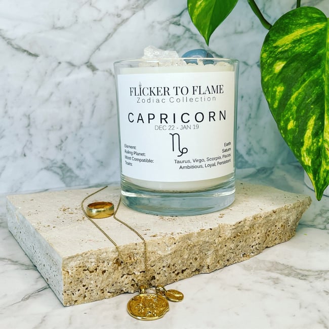 Zodiac Crystal Infused Candle 450g - CAPRICORN  **ONLY 10 AVAILABLE**