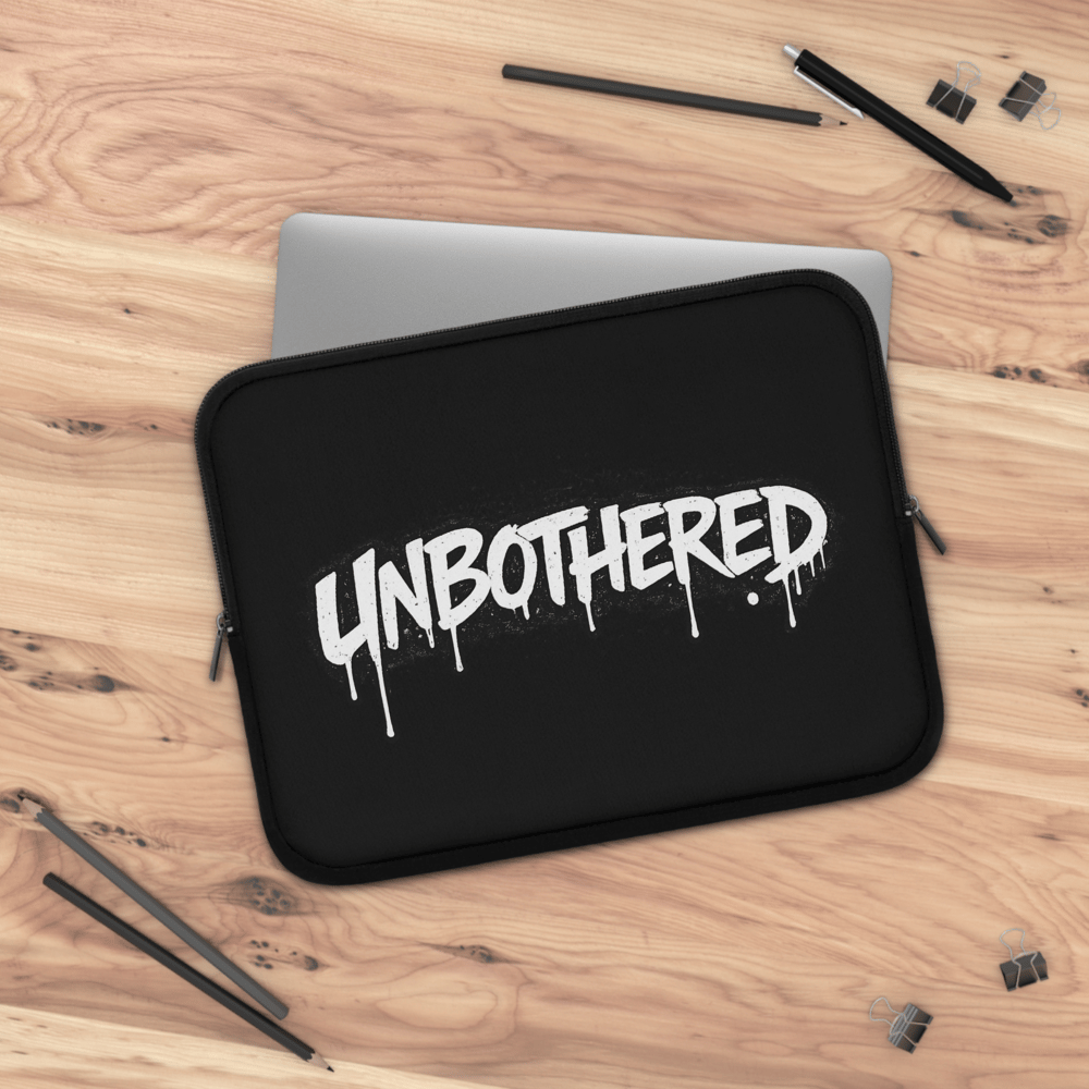 Image of Unbothered Laptop Sleeve – Black Graffiti Zip Sleeve