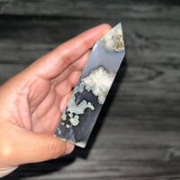 Image 3 of Black Flower Agate Tower 