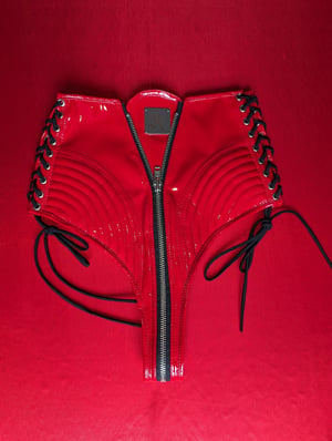 Image of Infinity Zipper biker hotpants in red PVC (Size S-M)