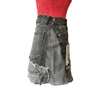 Image 3 of "Pink Scar" Deconstructed Denim Patchwork Mini Skirt – One of a Kind