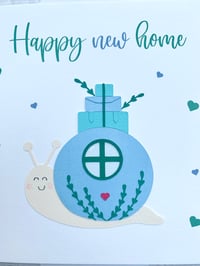 Image 2 of Happy New Home Snail Moving House Handmade Card - Cute Card for Housewarming