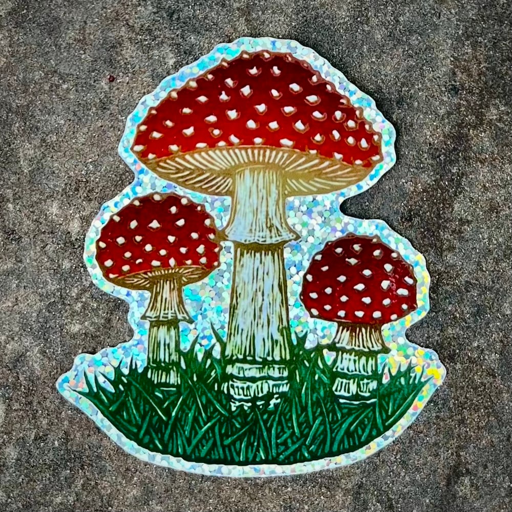 Image of Amanita muscaria glitter stickers