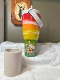 Image 2 of #20 35oz Handpainted Garden Sunset BruMate