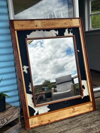 Image 1 of Large Cow Hide Mirror 