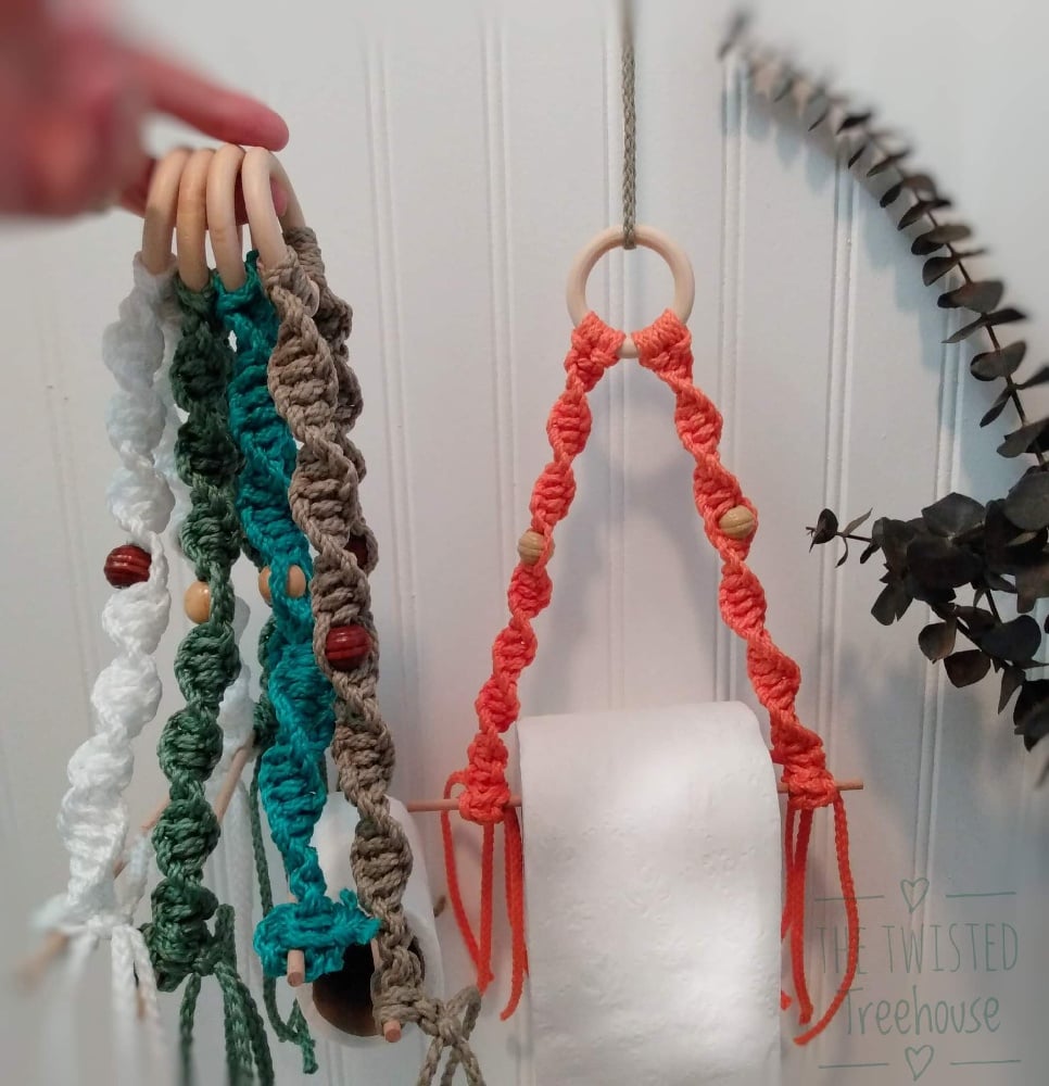 Image of Macrame Toilet Paper Holder, Boho bathroom hanger,Colorful bath decor