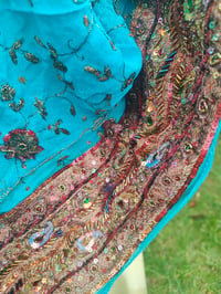 Image 2 of Boho sari beach skirt - Turquoise jewel