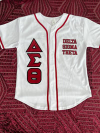 Image 3 of ΔΣΘ White and Red Baseball Jersey 