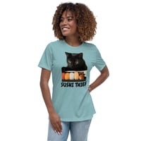 Image 1 of Women's Relaxed T-Shirt, Sushi Thief T-Shirt | Funny Cat Sushi Lover Graphic Tee