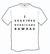 Image of 'I Survived Hurricane Bawbag' T-shirt
