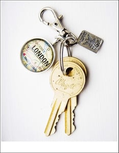 Image of Custom Map Key Chain with United States Passport Charm