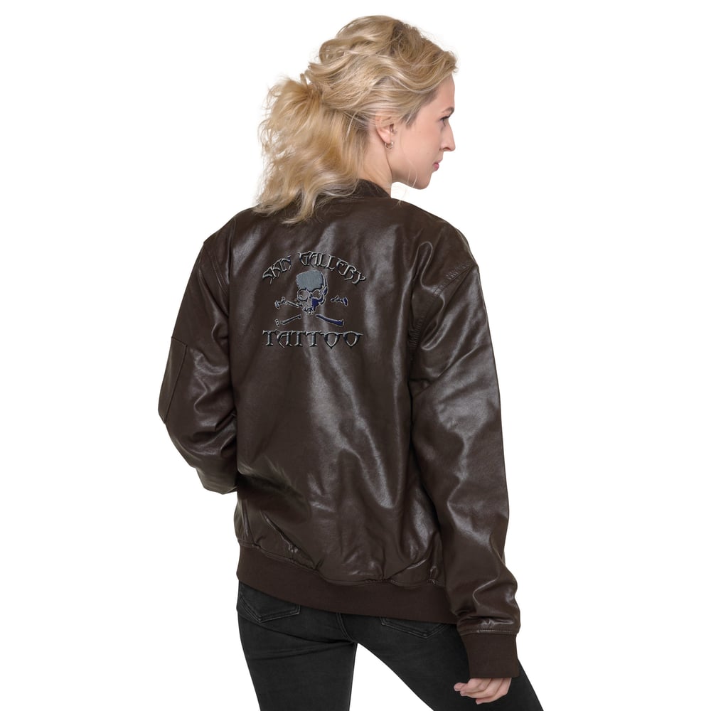 Skin Gallery Tattoo Leather Bomber Jacket