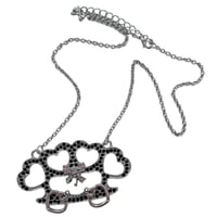 Image 1 of brass knuckle heart bow necklace *pink & black*