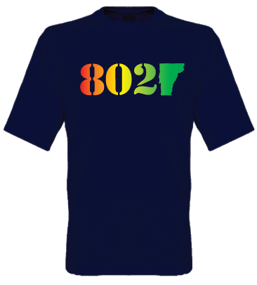 Image of 802 Classic Vermont T-Shirt - Rasta on Navy - Toddler, Kids Youth & Adult (Men's & Women's)