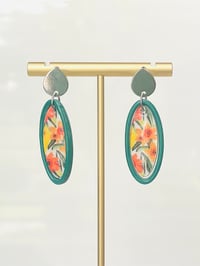 Image 1 of Floral Oval Dangles