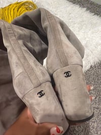 Chanel grey boots 39.5 (8.5)