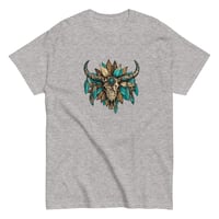Image 9 of Unisex classic tee, Turquoise and Brown Skull Tee, Western