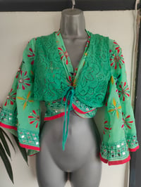 Image 1 of Mint green embroidered stevie top