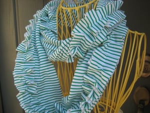 Image of Ruffle Cowl- Green and White Stripe