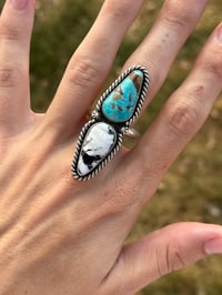 Image 1 of White Buffalo & Turquoise Ring