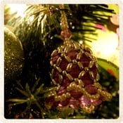 Image of Purple Beaded Bell Ornament