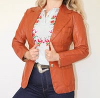 Image 7 of Vintage 70s tan leather jacket XS/S