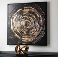 Image 1 of Dark Grey and Gold Framed Abstract Canvas Wall Art