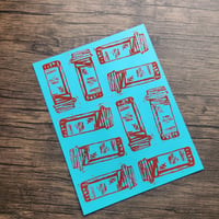 Image 2 of 'which way is up' - teal & red - one off BLOCKPRINT 