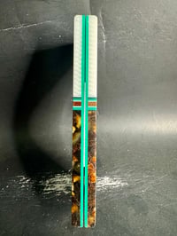 Image 4 of White Faux Ivory & Baltic Amber GLOW Segmented Knife Scales
